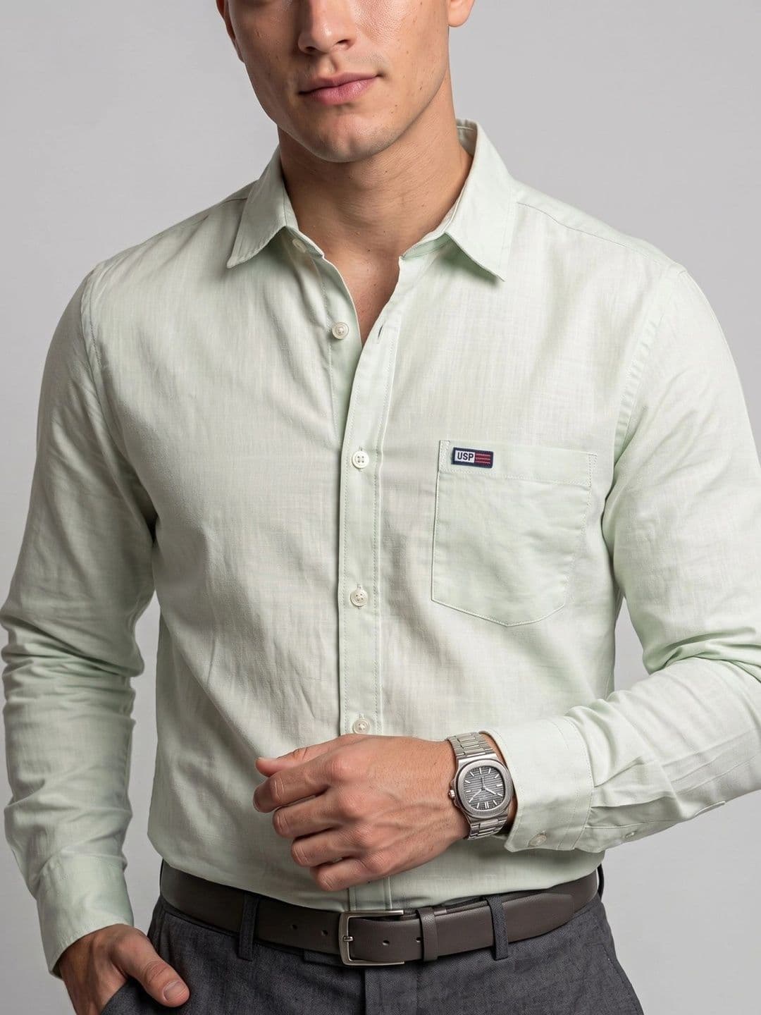 U.S. PITCHERS Men Modern Slim Fit Formal Shirt thumbnail 6