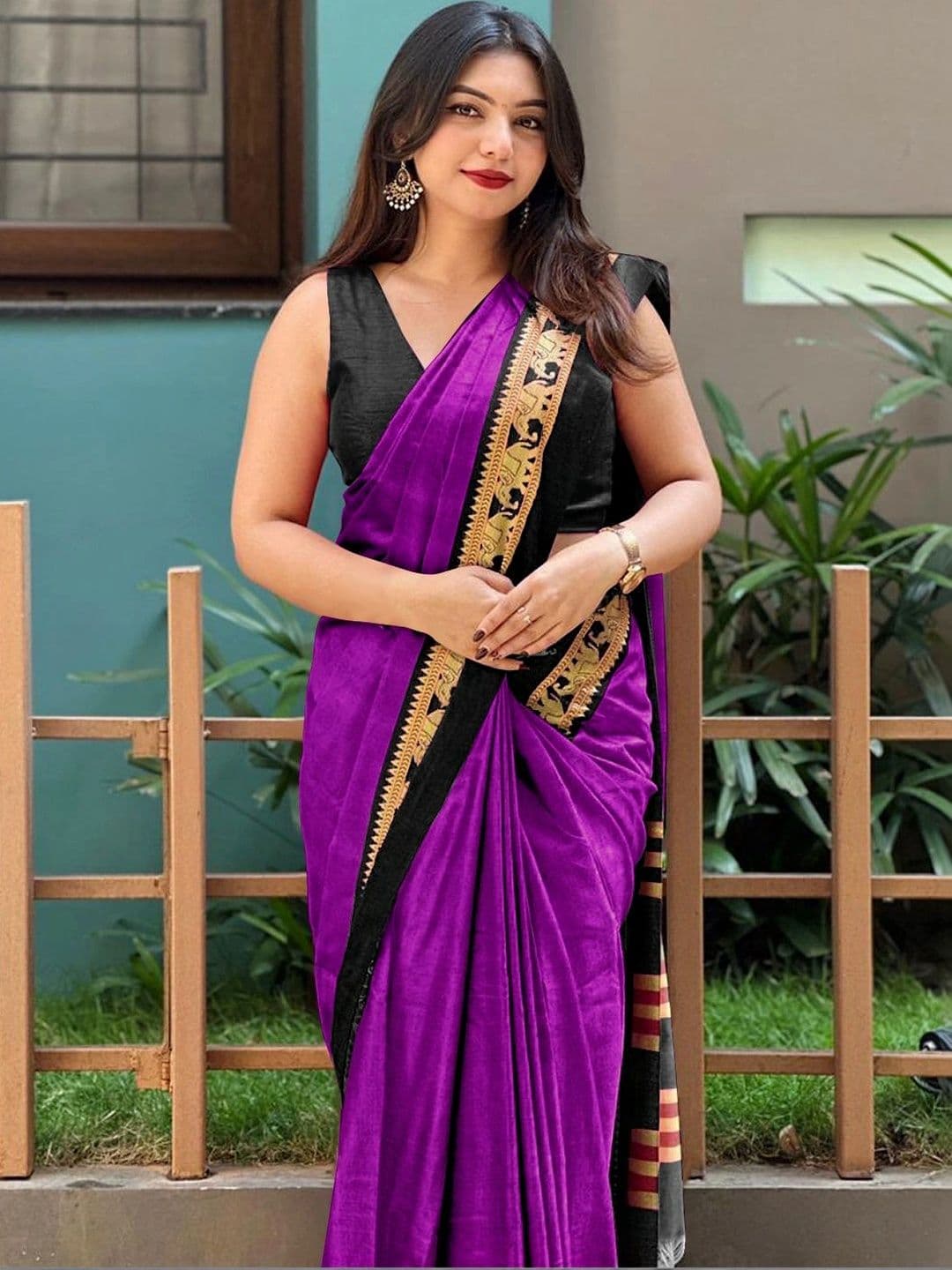 KALINI Zari Silk Cotton Designer Gadwal Saree thumbnail 6