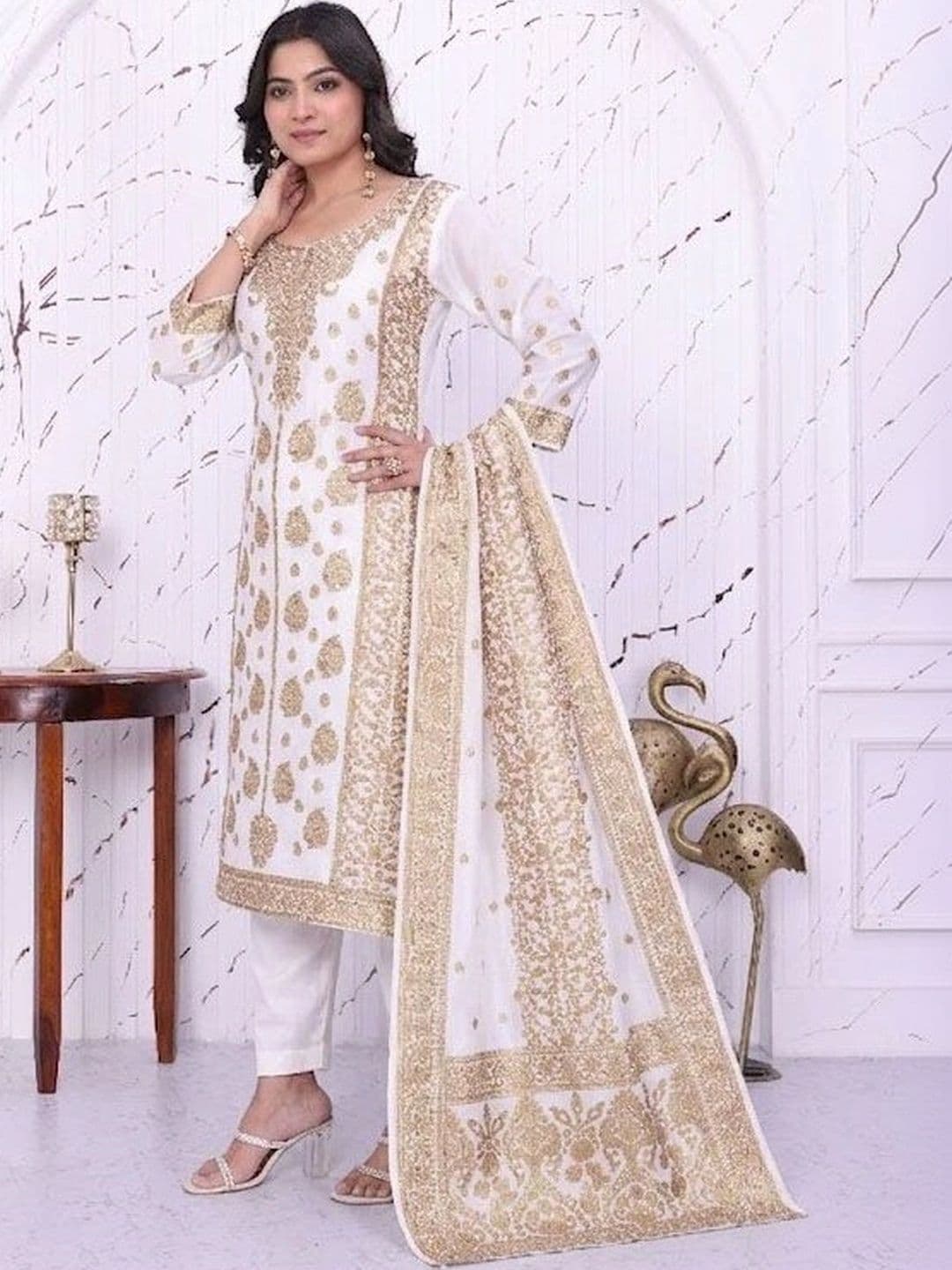 kantuba Art Silk Unstitched Dress Material thumbnail 5