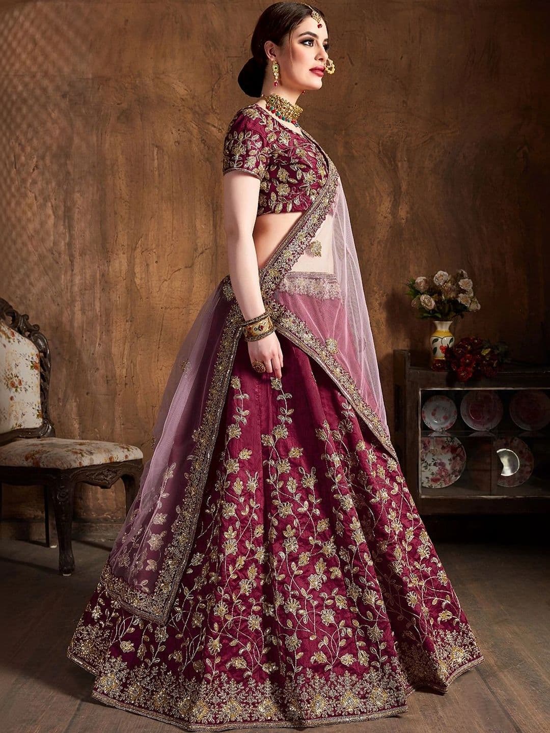 Zeel Clothing Embroidered Sequinned Semi-Stitched Lehenga & Unstitched Blouse With Dupatta thumbnail 6