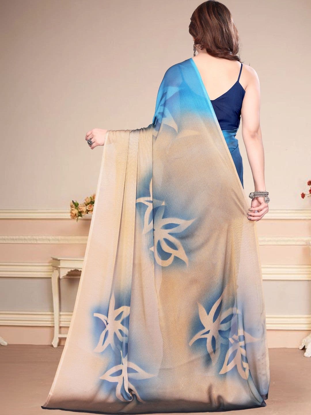Owee Ombre Pure Chiffon Designer Saree thumbnail 3