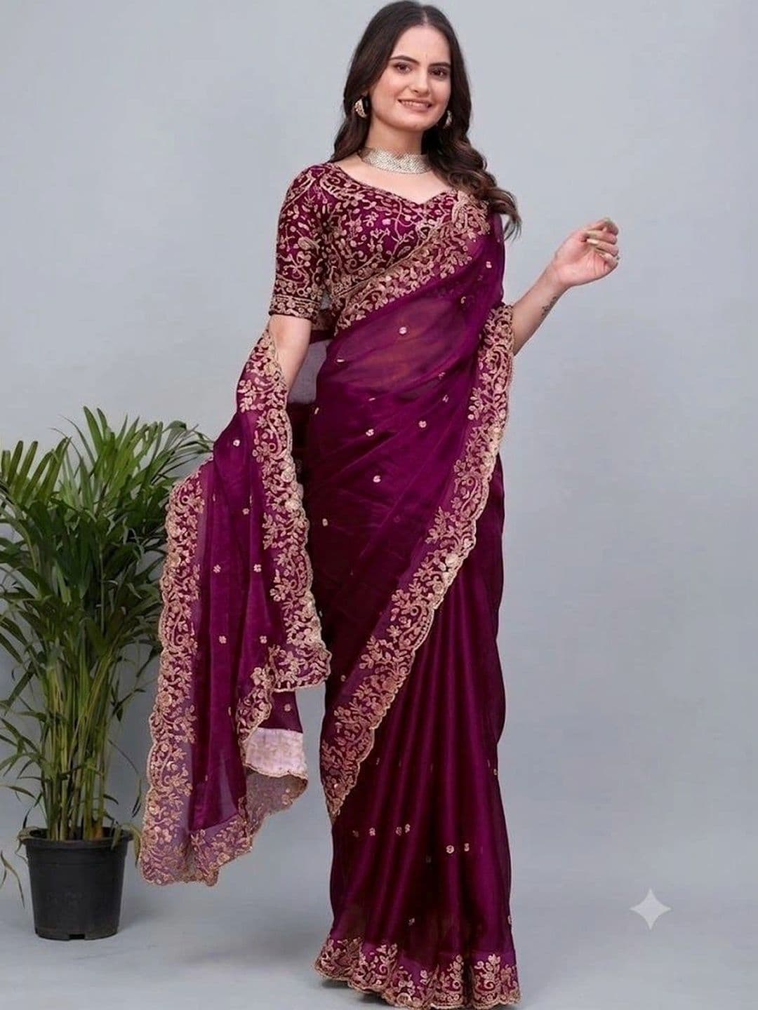 kantuba Embroidered Art Silk Heavy Work Saree - view 1