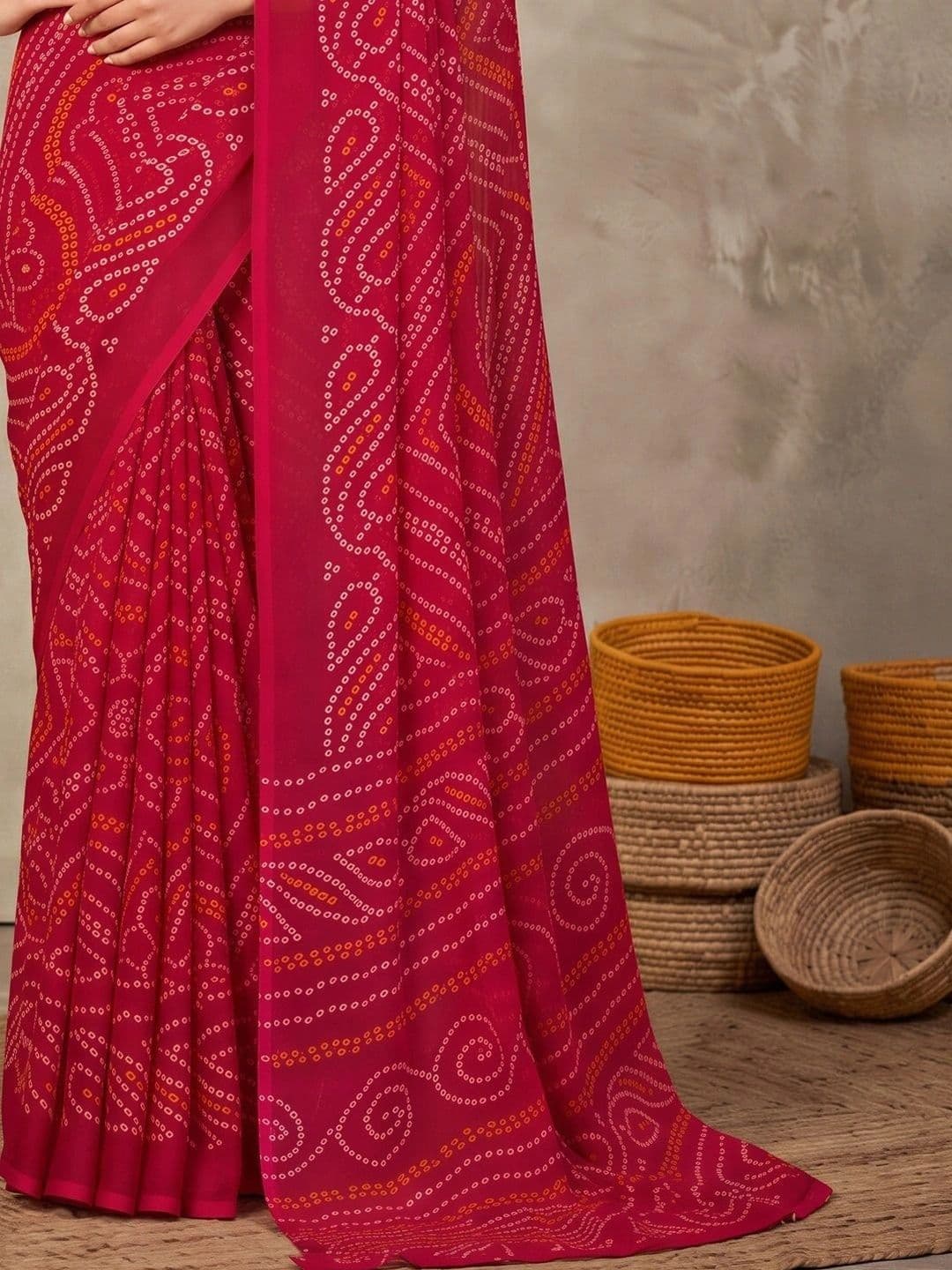 Saree mall Bandhani Poly Chiffon Designer Bandhani Sarees thumbnail 2