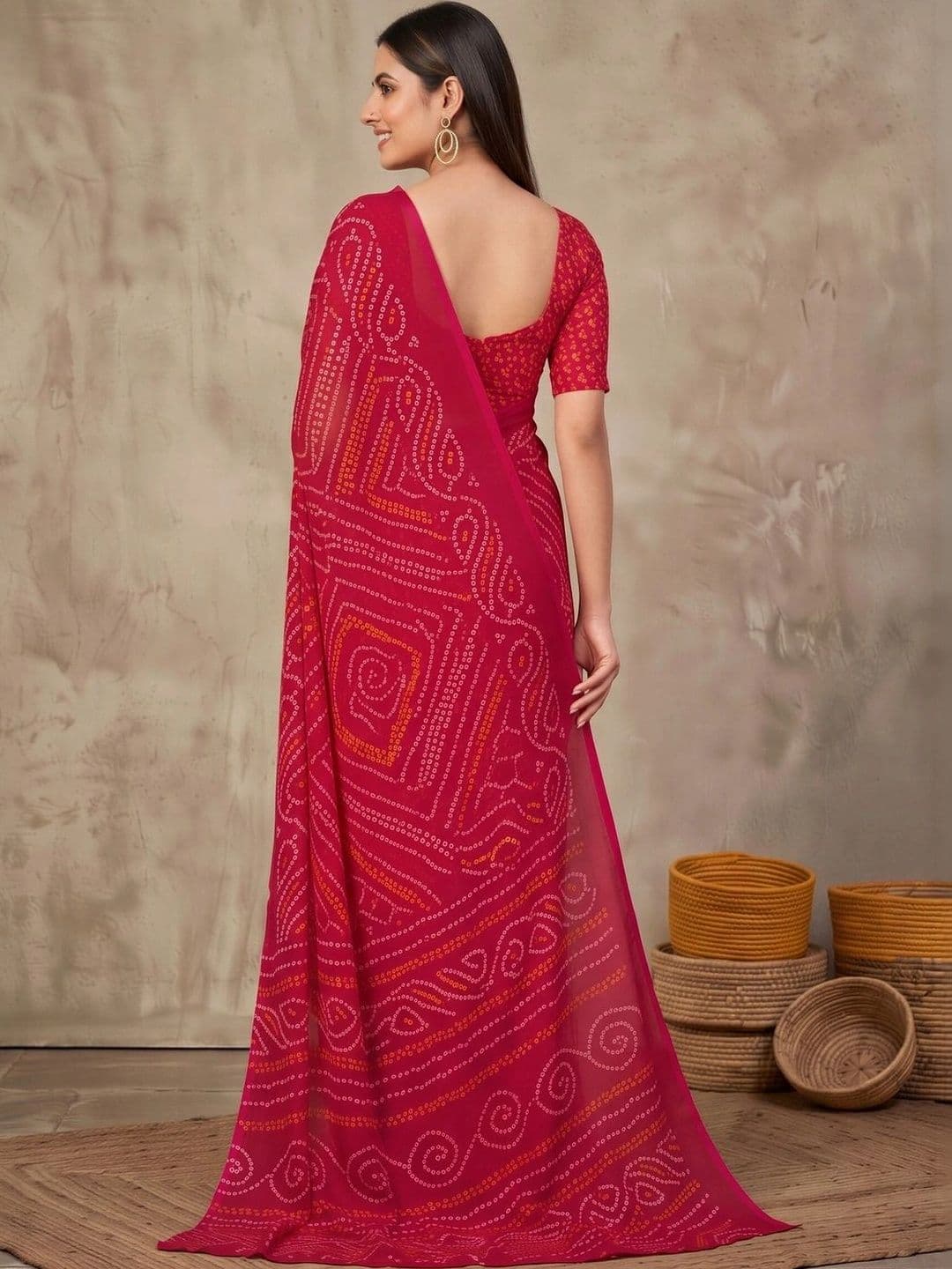Saree mall Bandhani Poly Chiffon Designer Bandhani Sarees thumbnail 3