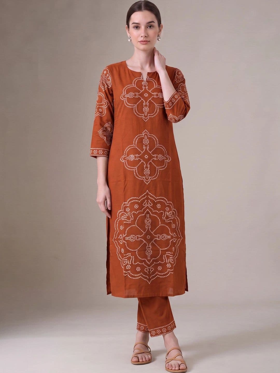 COTTON CULTURE Women Ethnic Motifs Printed Regular Kurta with Trousers - view 1