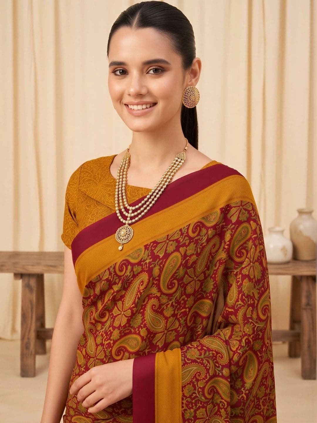 Saree mall Paisley Poly Crepe Designer Bagru Sarees thumbnail 6