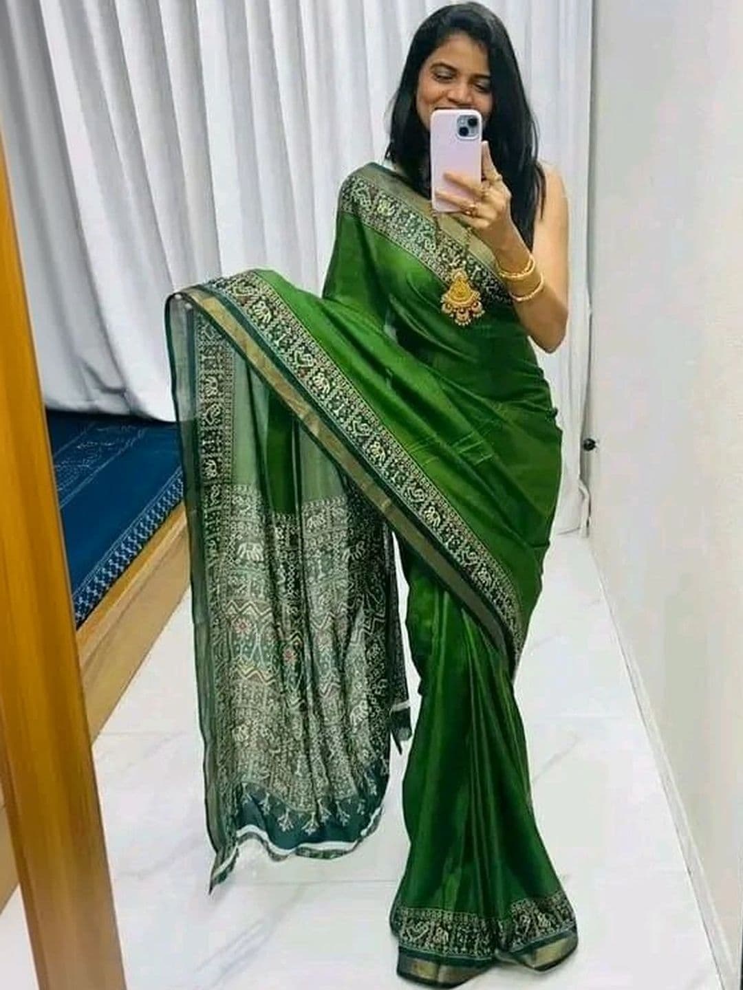 Owee Zari Silk Cotton Designer Maheshwari Saree thumbnail 3