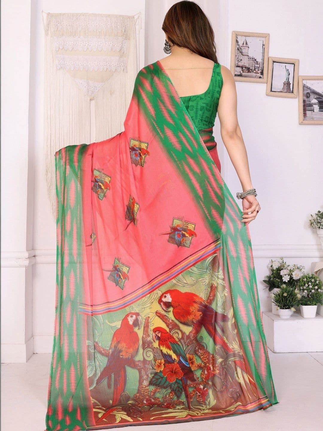Owee Floral Pure Chiffon Designer Saree thumbnail 4