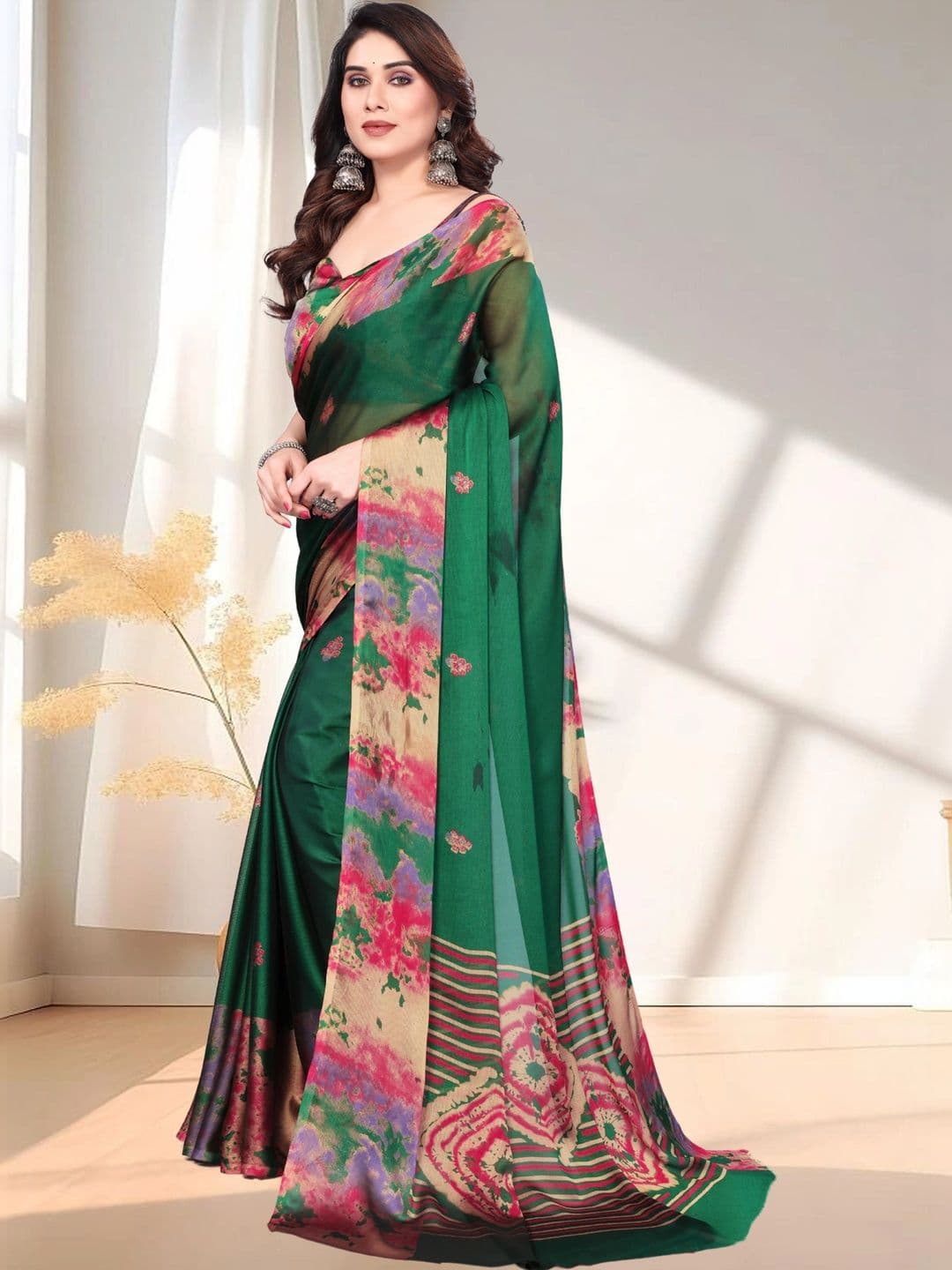 Owee Floral Pure Chiffon Designer Saree - view 1