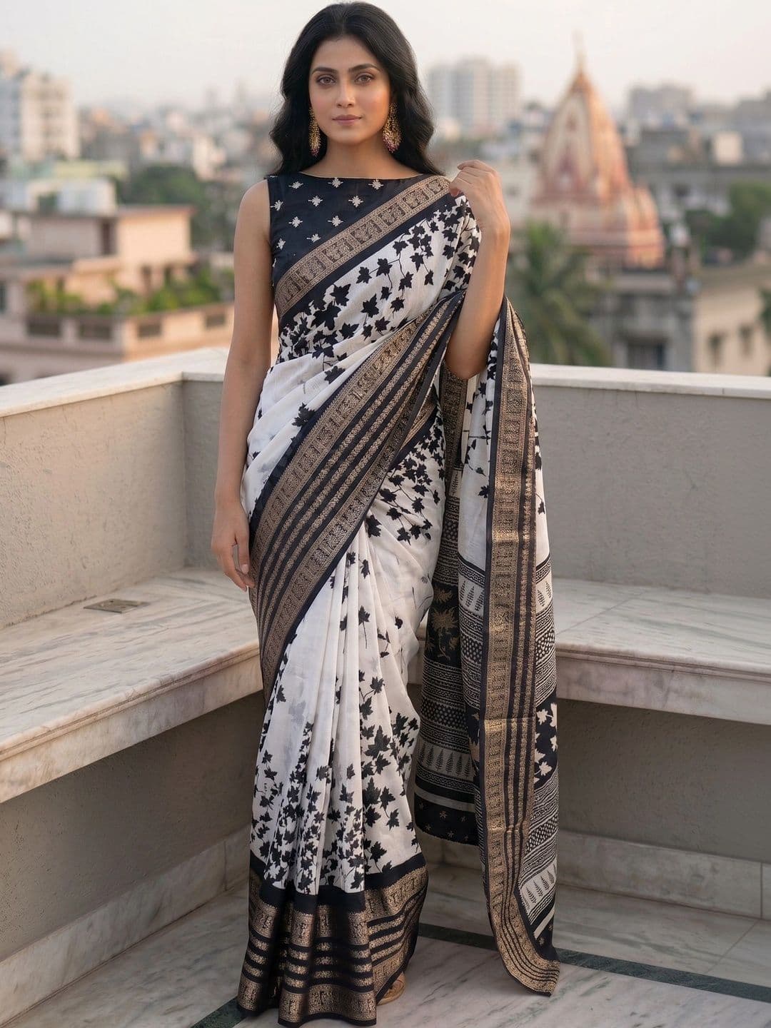 Owee Floral Zari Silk Blend Designer Saree - view 1