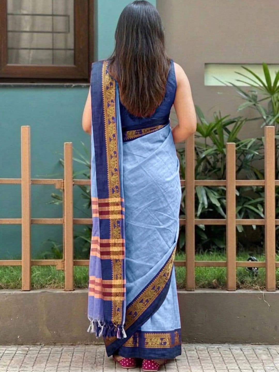KALINI Kalamkari Zari Silk Cotton Designer Gadwal Saree thumbnail 4