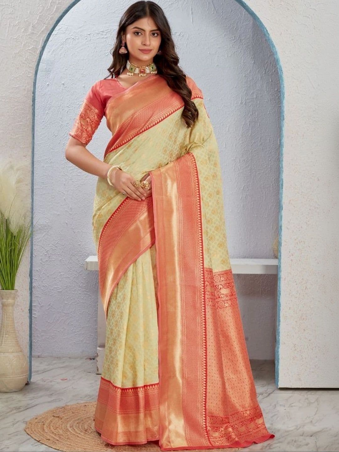 revika Woven Design Zari Art Silk Designer Kanjeevaram Saree - view 1