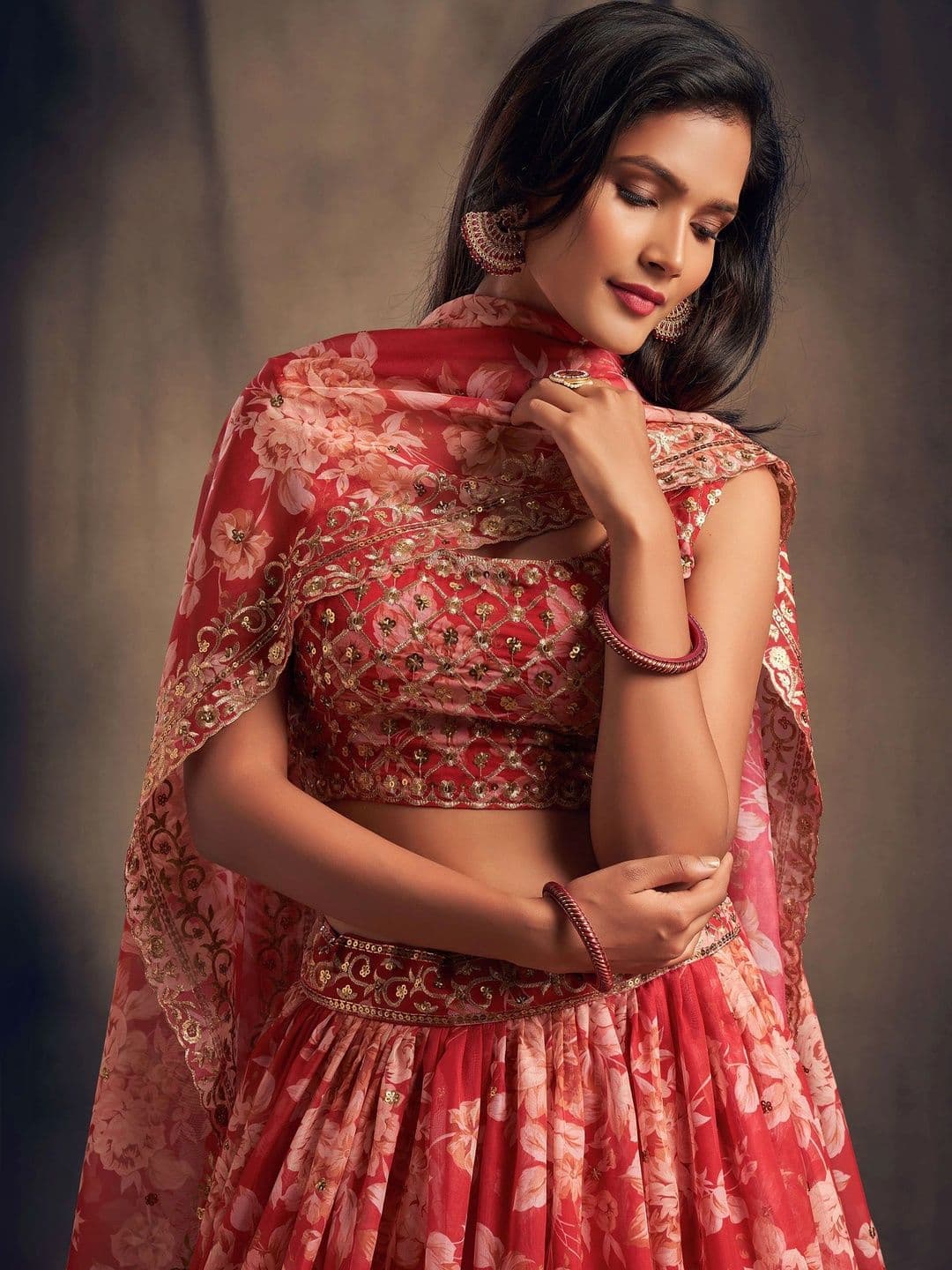 Zeel Clothing Embellished Sequinned Semi-Stitched Lehenga & Unstitched Blouse With Dupatta thumbnail 6