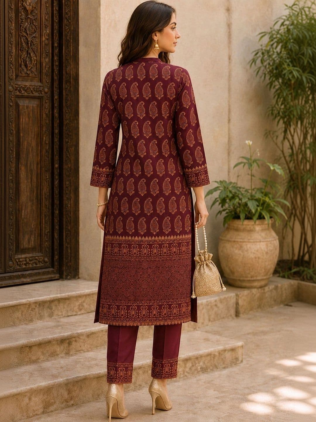 JAIPUR HAND BLOCK Women Ethnic Motifs Printed Regular Pure Cotton Kurta with Trousers & With Dupatta thumbnail 2