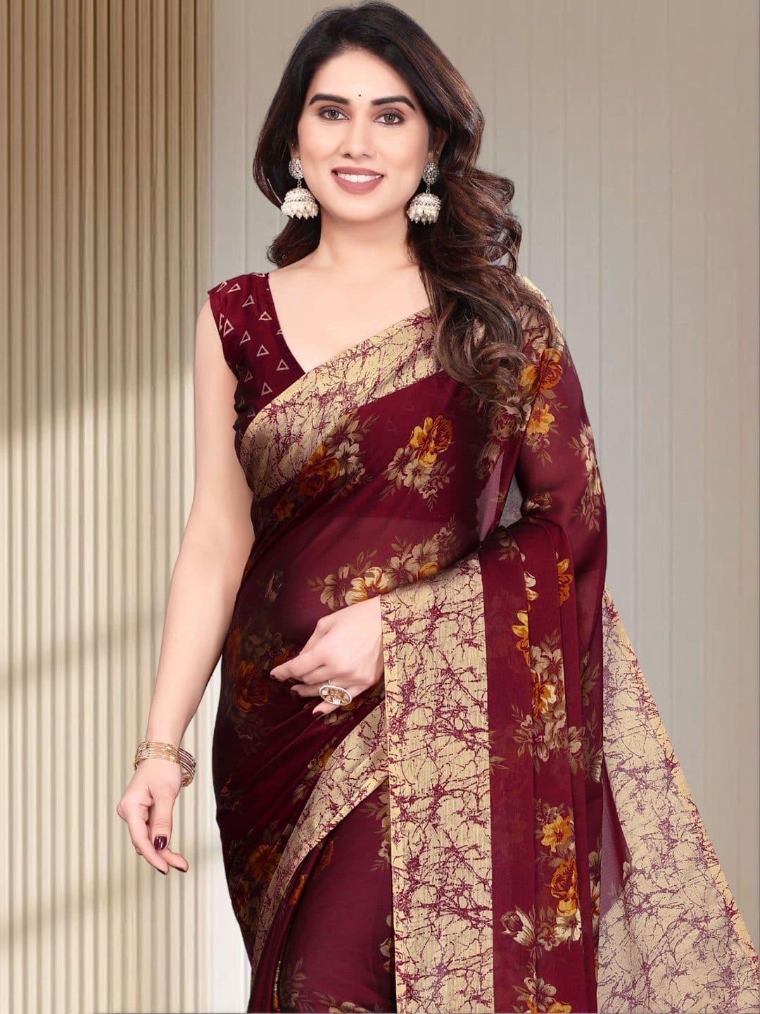 Owee Floral Pure Chiffon Designer Saree thumbnail 2