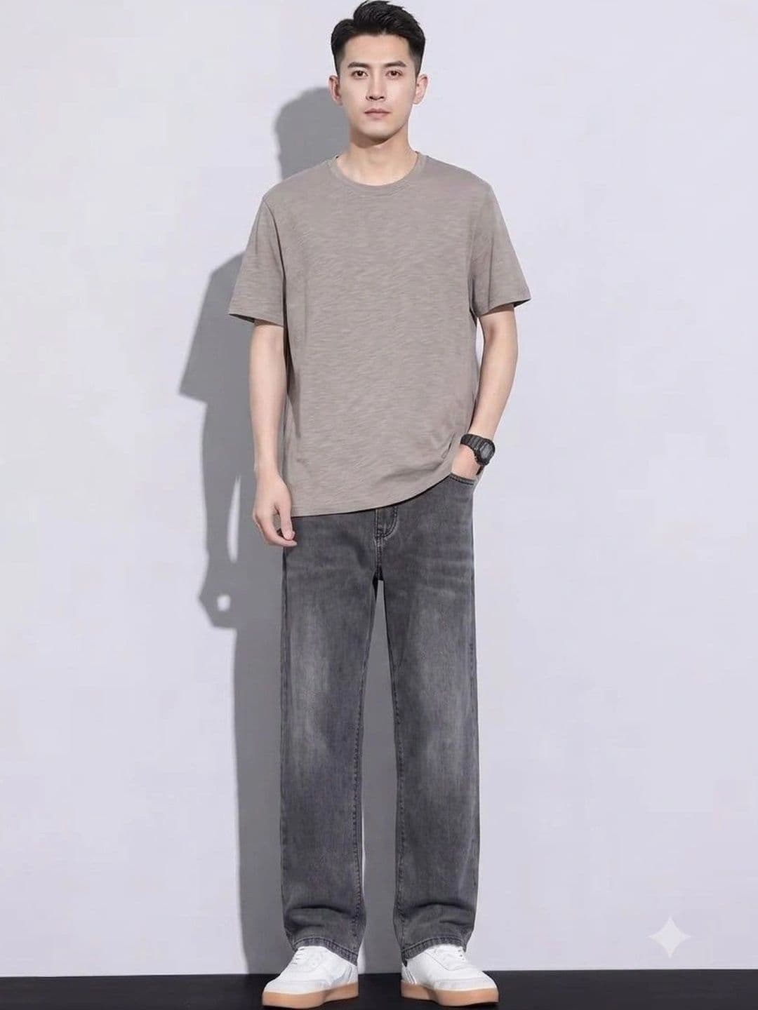 PINKLIT Men Straight Fit Mid-Rise Light Fade Jeans thumbnail 2
