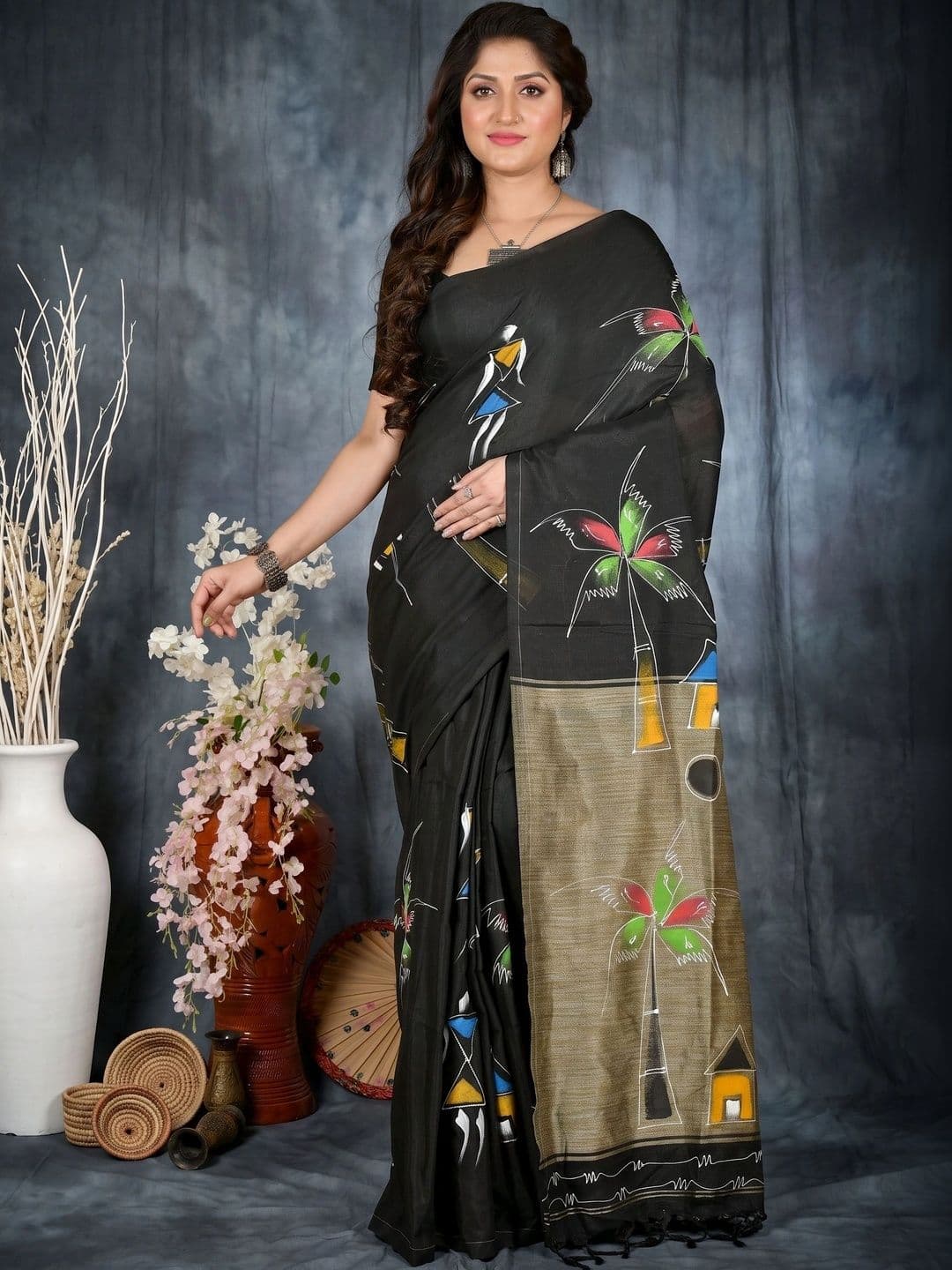 GitAsit Woven Design Sequinned Pure Cotton Handloom Taant Saree thumbnail 7