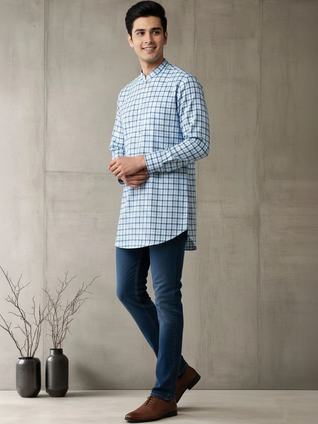 Anouk Men Checked Kurta thumbnail 2