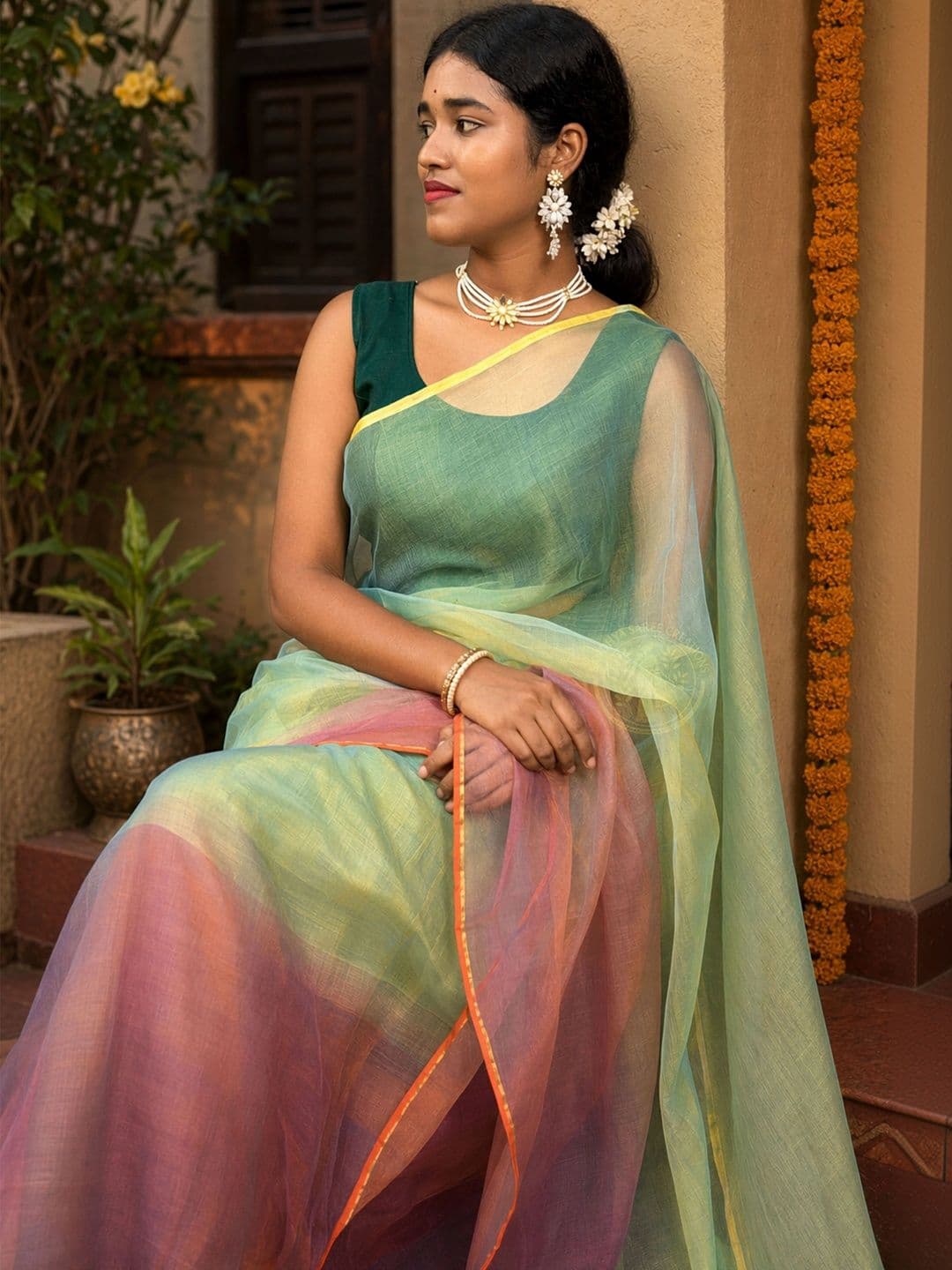 Sandhya Saree Creations Ombre Organza Fusion Sarees thumbnail 4