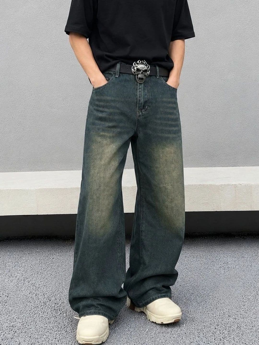 PINKLIT Men Straight Fit Mid-Rise Low Distress Light Fade Jeans - view 1