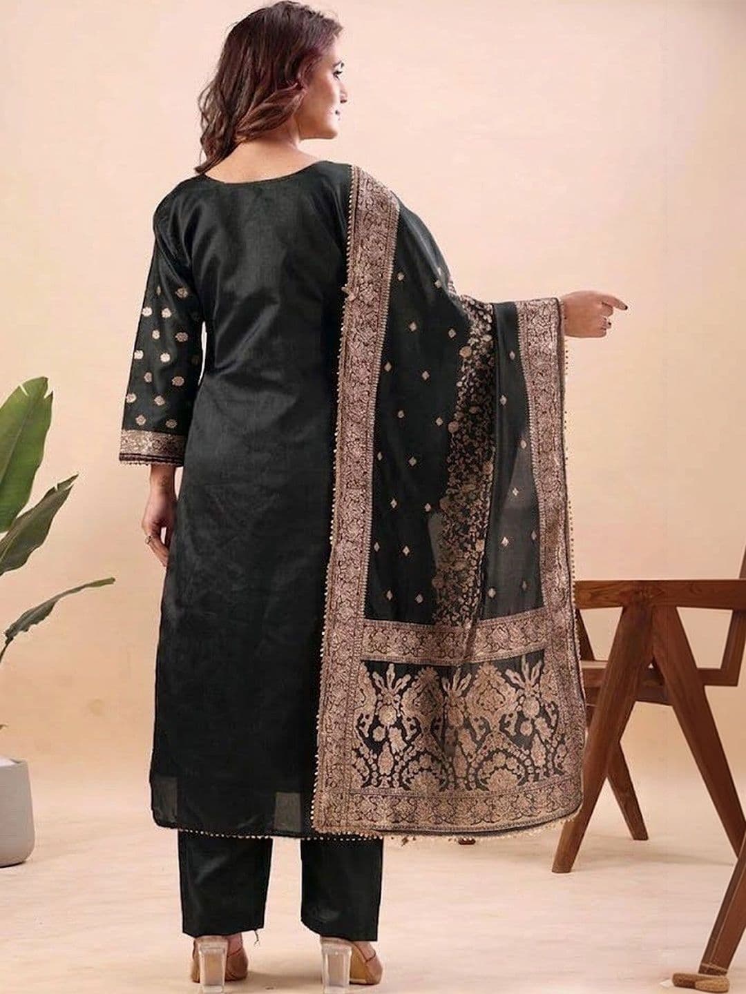 kantuba Art Silk Unstitched Dress Material thumbnail 3