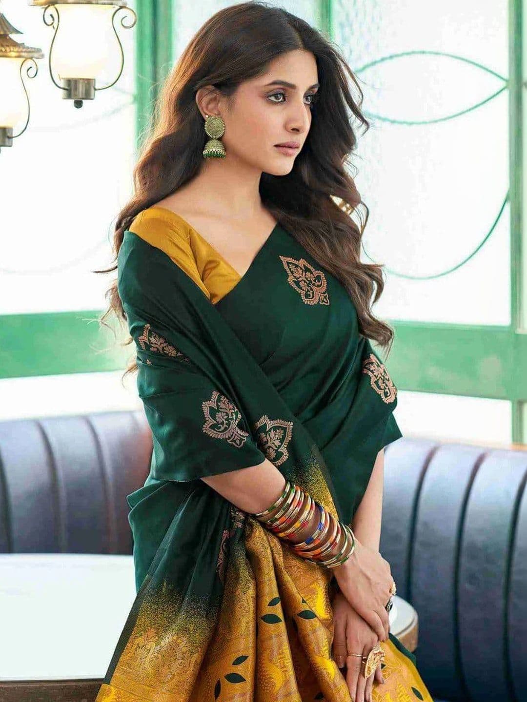 revika Floral Embroidered Art Silk Designer Kanjeevaram Saree thumbnail 2