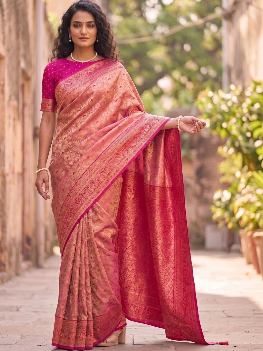 Mitera Woven Design Zari Silk Blend Banarasi Saree - view 1