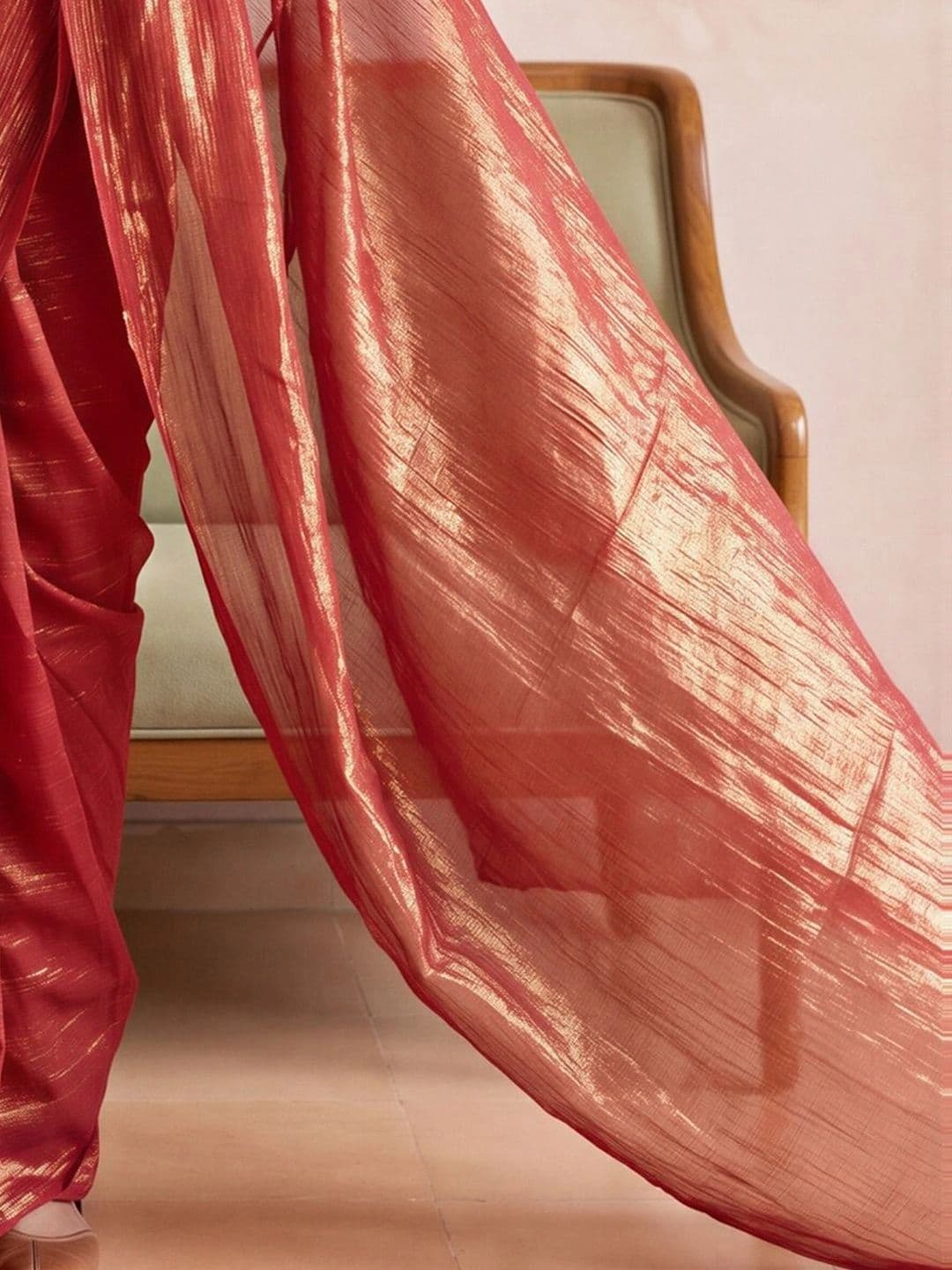 KALINI Striped Zari Tissue Designer Saree thumbnail 4