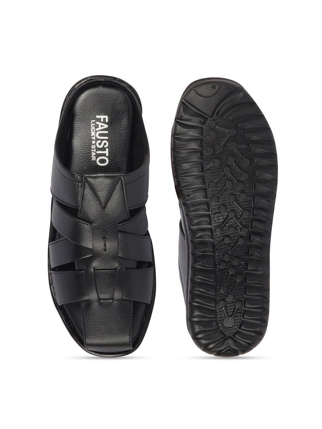 FAUSTO Men Textured Leather Comfort Sandals thumbnail 3