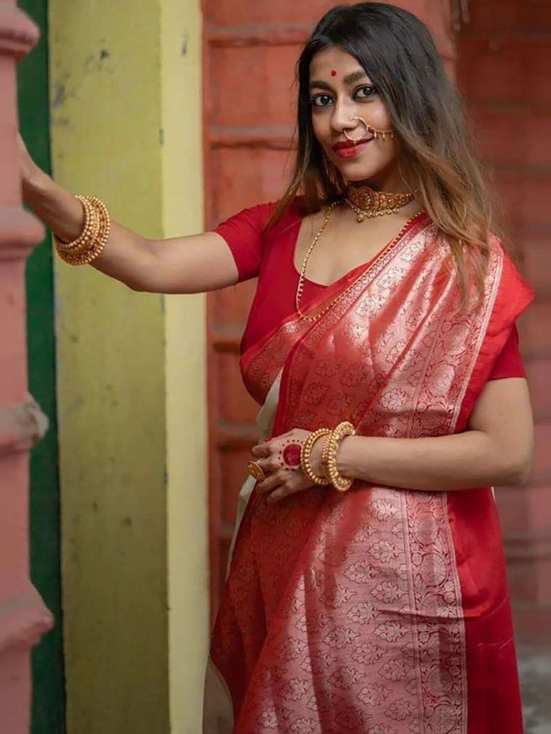 revika Woven Design Zari Art Silk Designer Kanjeevaram Saree thumbnail 3