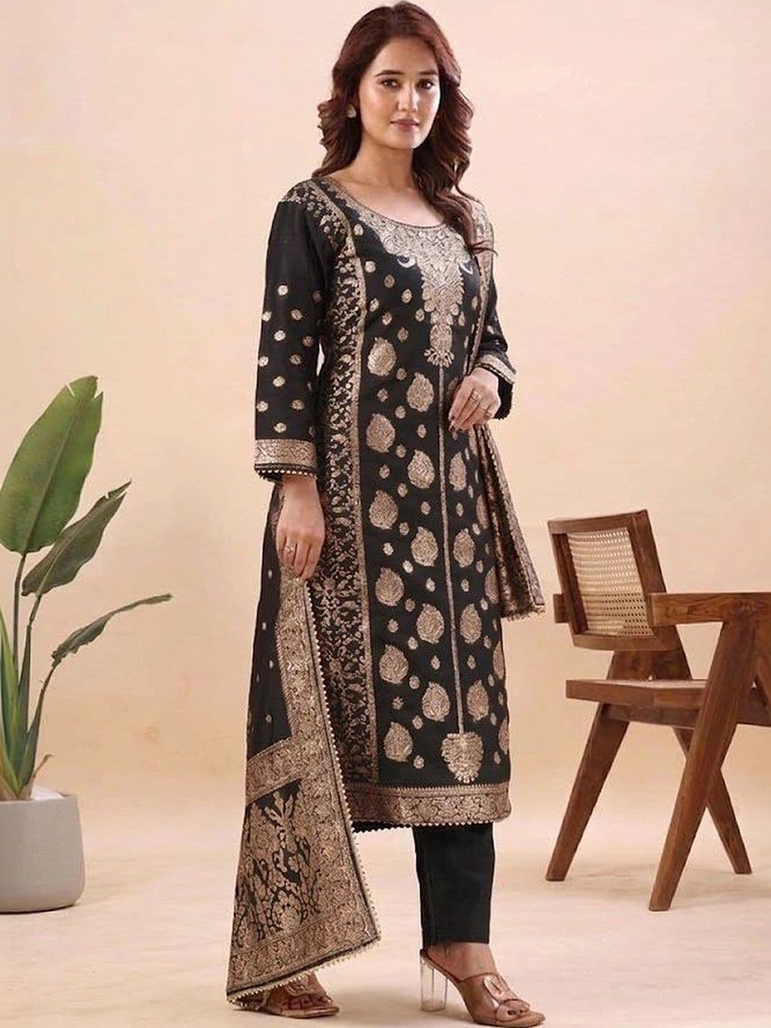 kantuba Art Silk Unstitched Dress Material thumbnail 2