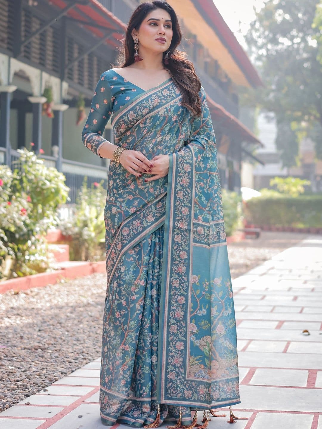Suha Floral Art Silk Saree - view 1