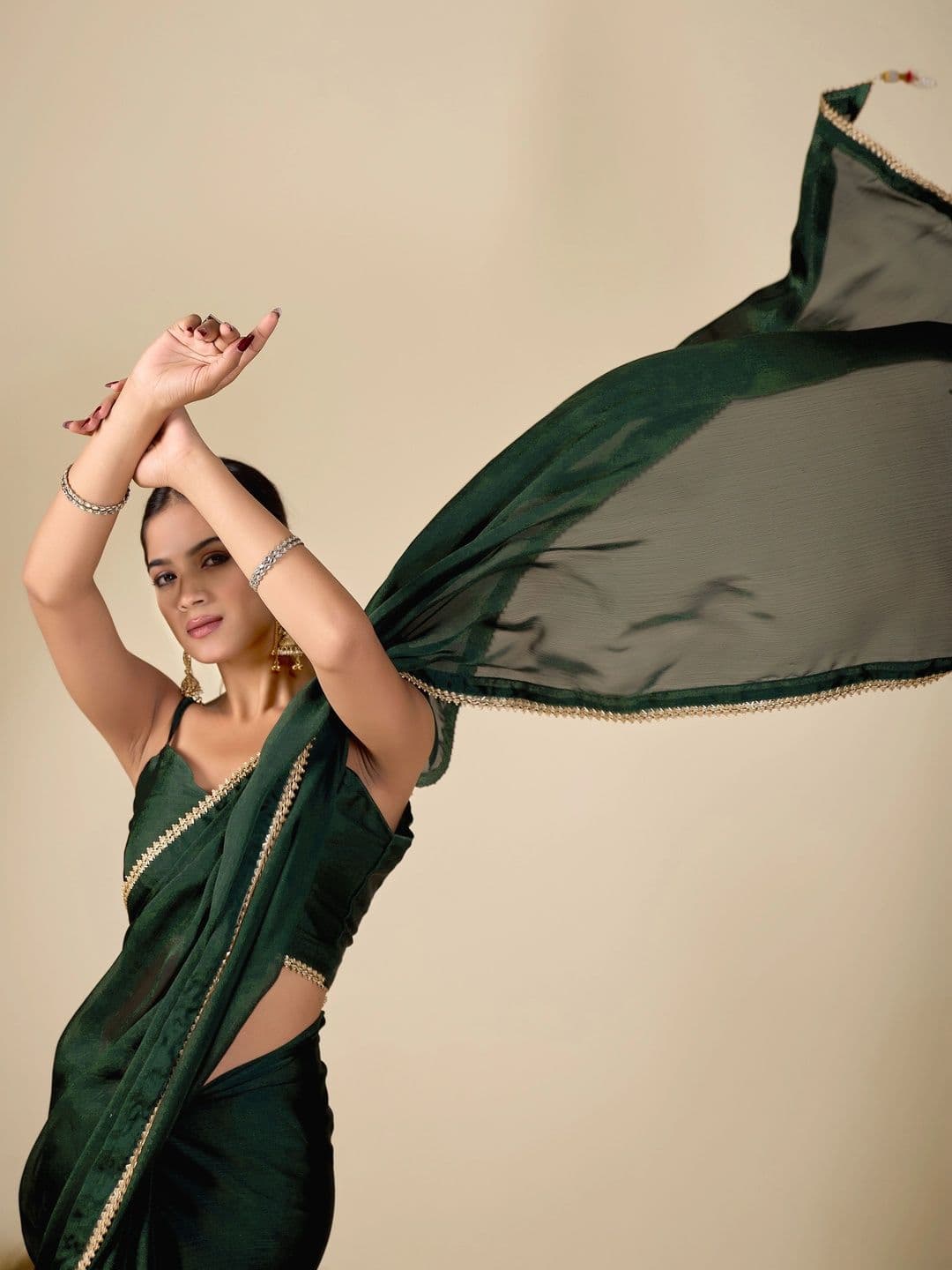house of kk Satin Saree for Women thumbnail 4
