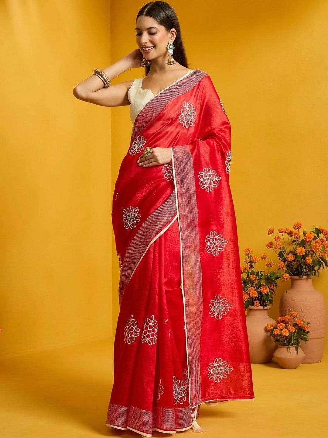 Saree mall Embellished Embroidered Designer Sarees - view 1