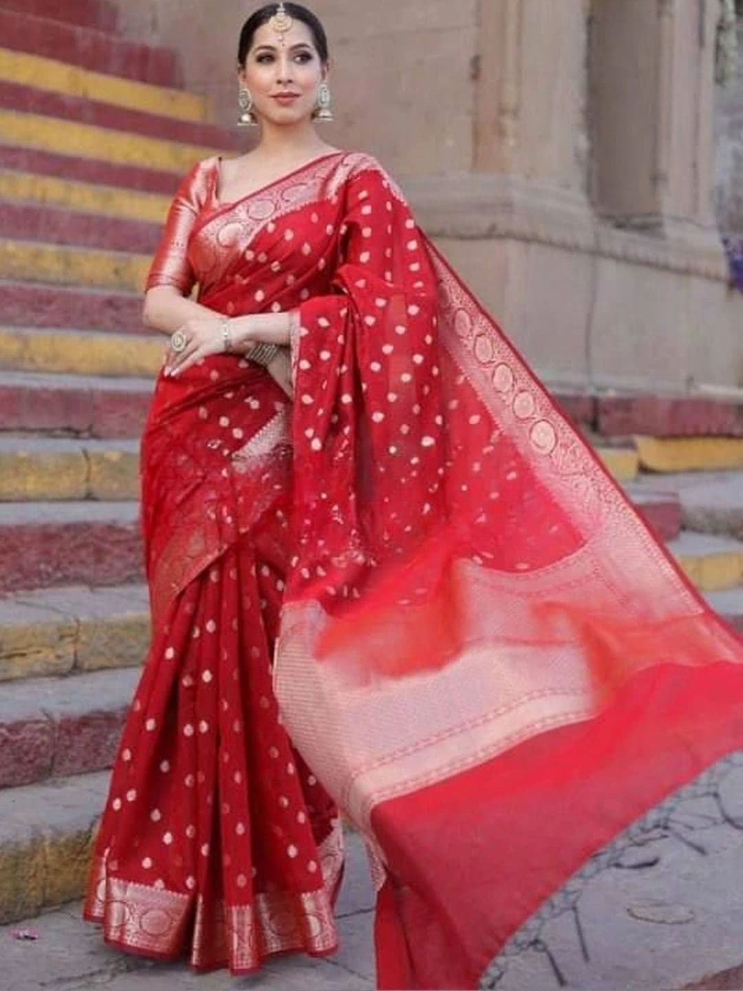 revika Woven Design Zari Art Silk Designer Kanjeevaram Saree thumbnail 4