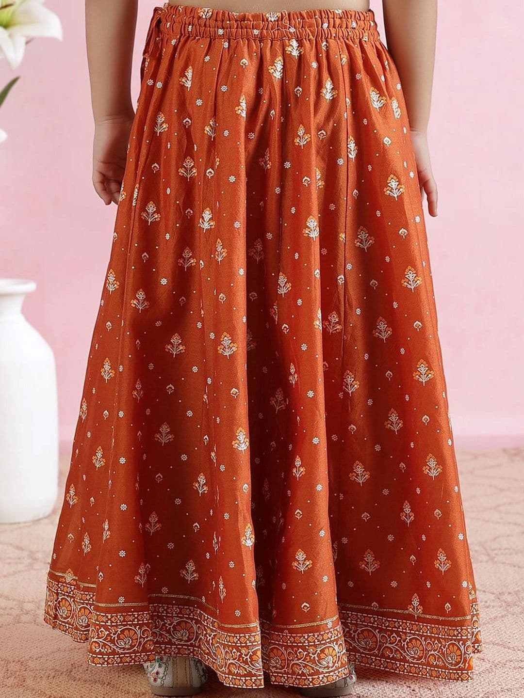 Fabindia Girls Printed Block Print Ready to Wear Lehenga & Blouse With Dupatta thumbnail 4