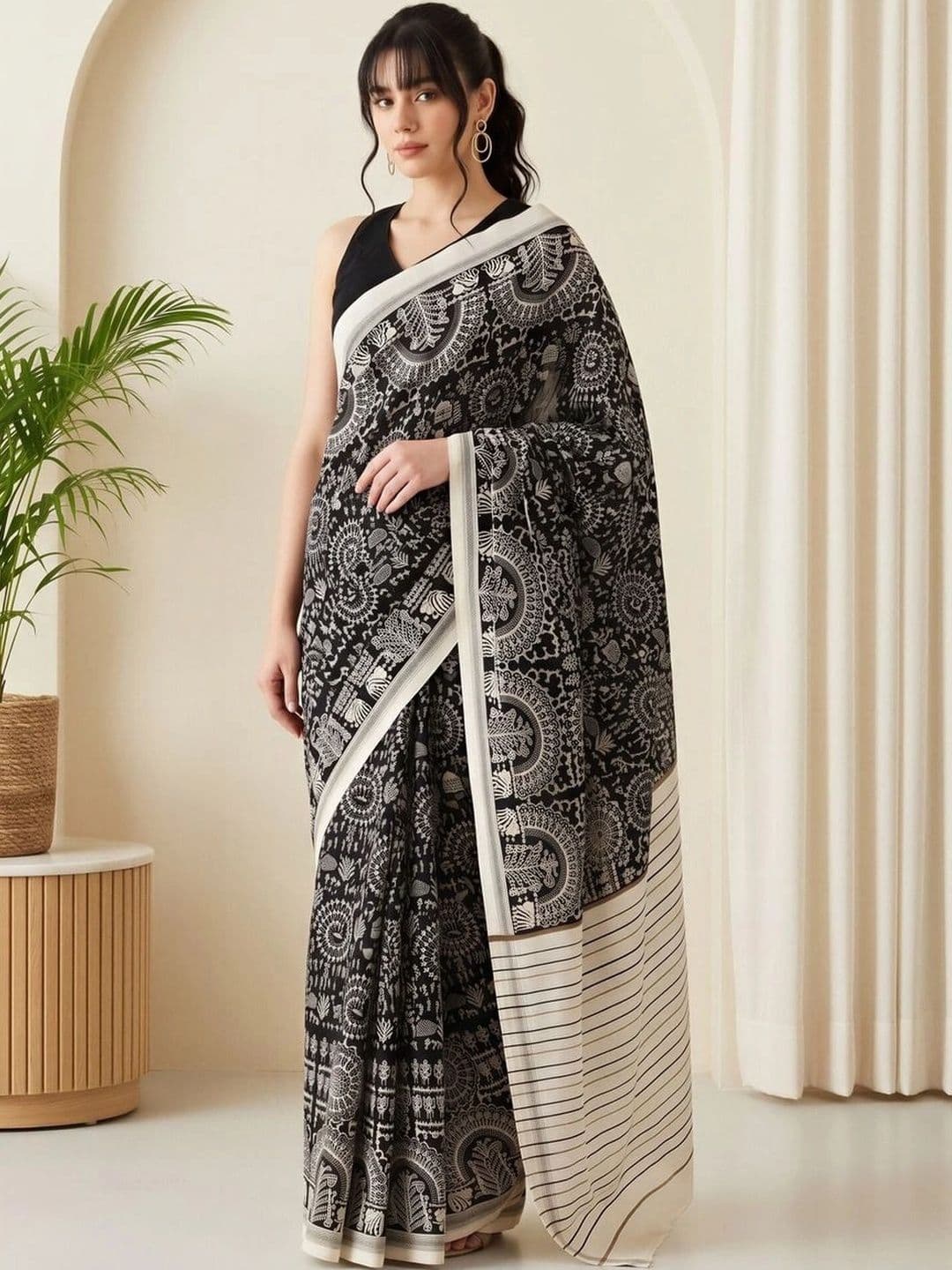Saree mall Silk Blend Designer Dabu Sarees - view 1