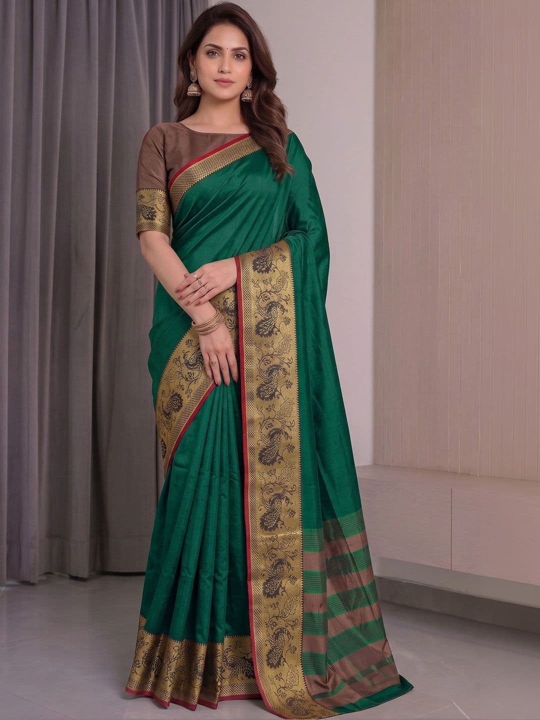 Owee Zari Silk Cotton Designer Saree - view 1