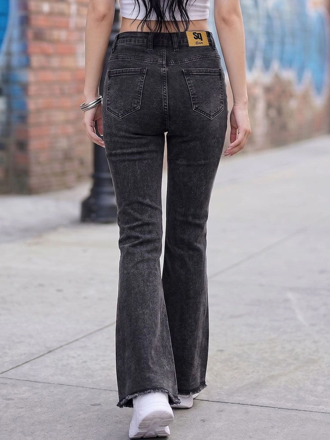 Style Quotient Women Classic Wide Leg High-Rise Stretchable Jeans thumbnail 5