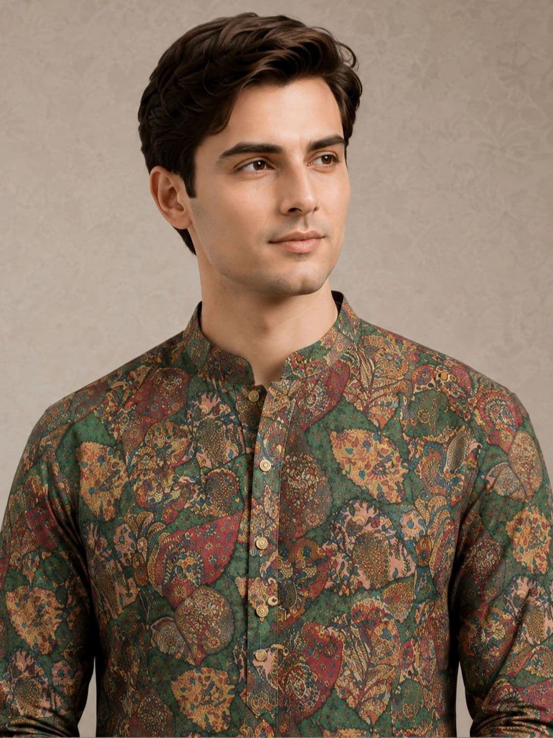 House of Pataudi Men Paisley Printed Kurta thumbnail 3