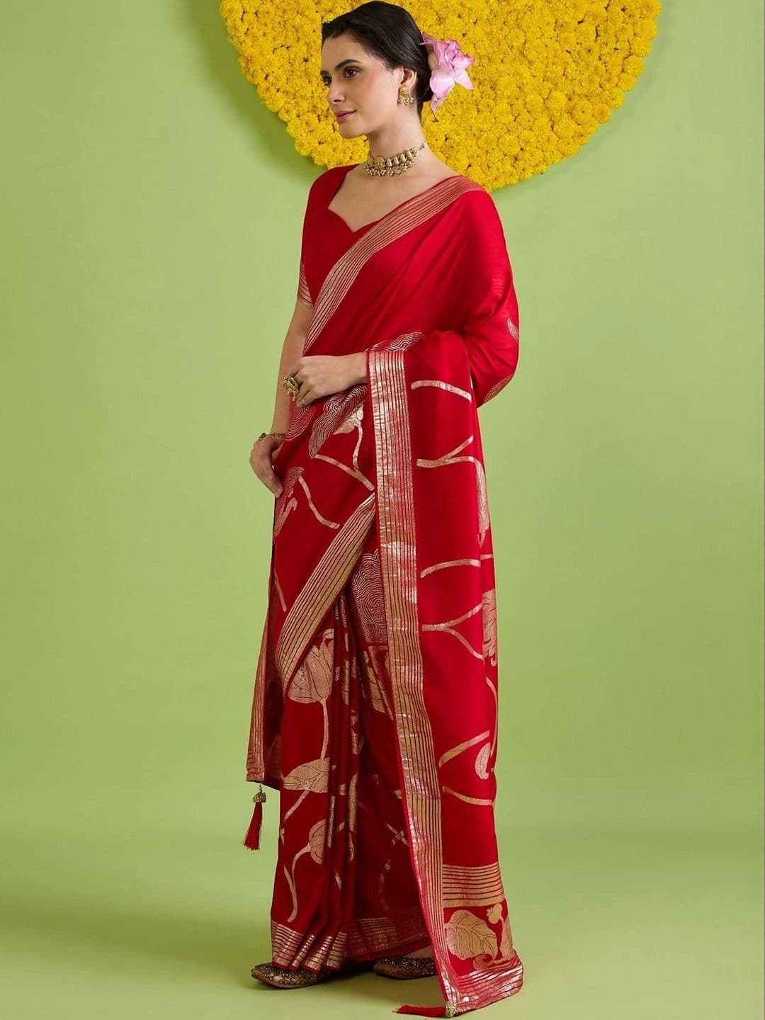Saree mall Woven Design Silk Blend Designer Banarasi Sarees thumbnail 7
