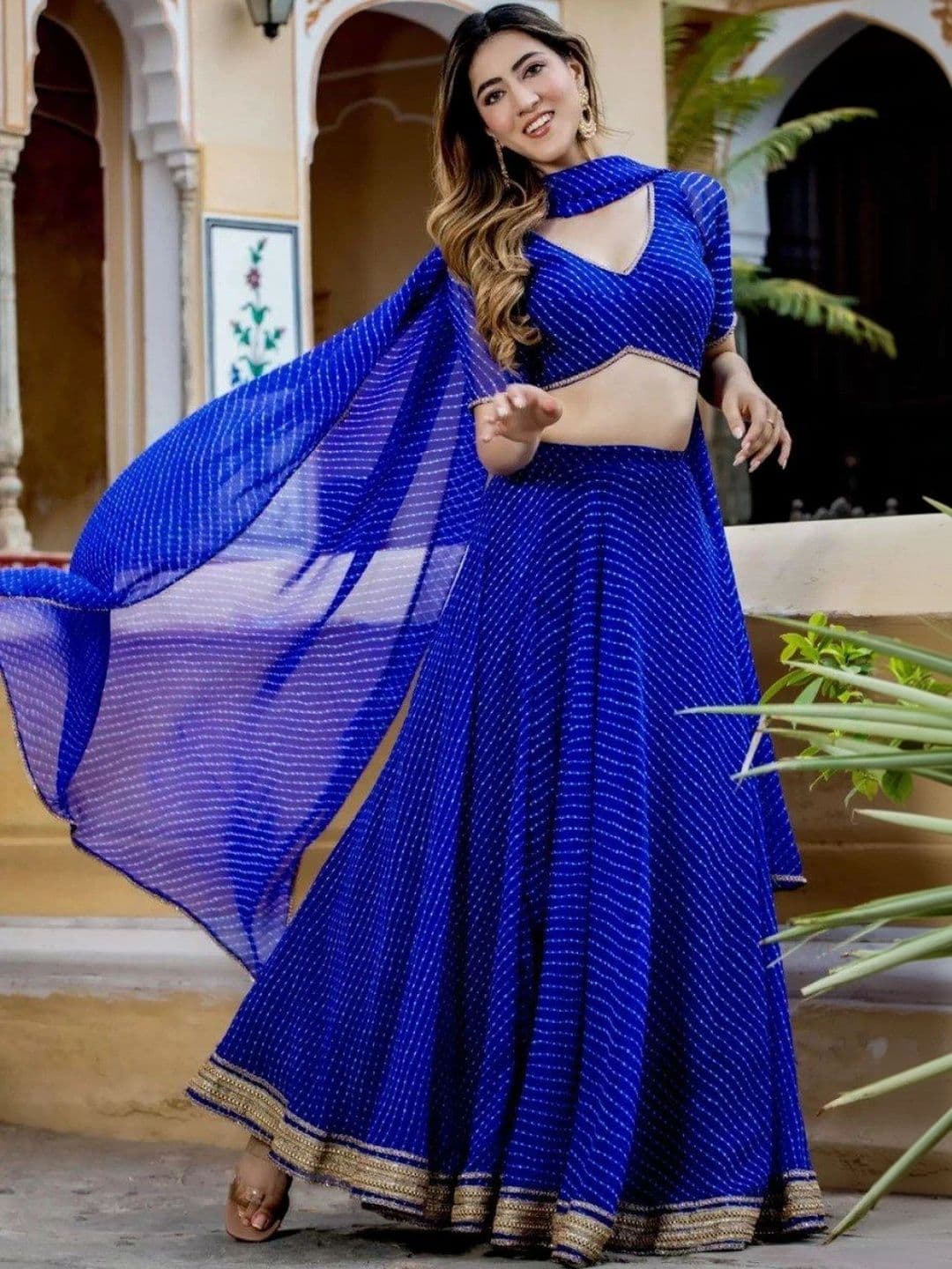 BLUSH STREET Printed Semi-Stitched Lehenga & Blouse With Dupatta thumbnail 5