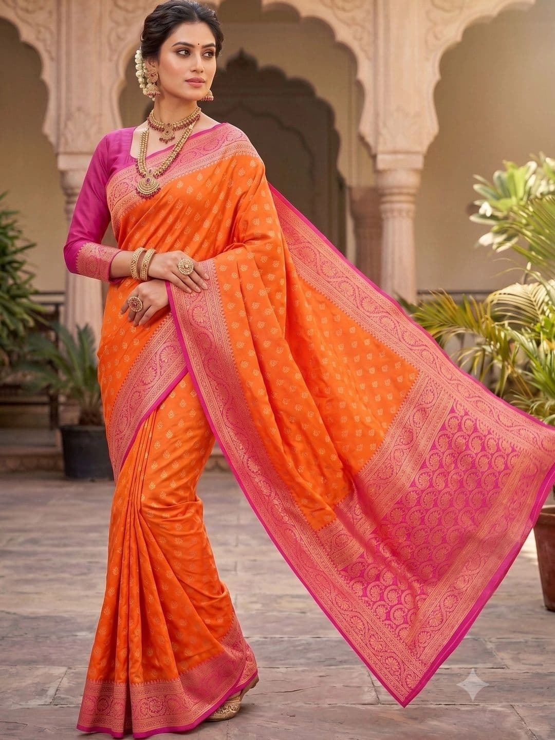 Milvia Woven Design Zari Silk Blend Designer Banarasi Saree thumbnail 2