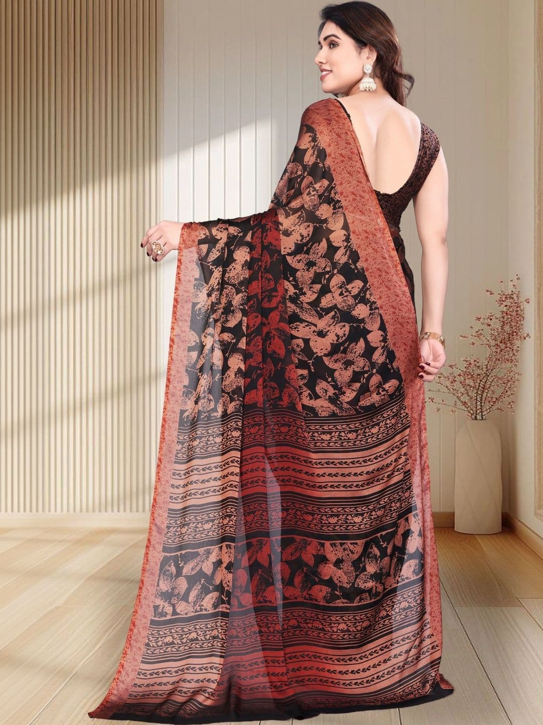 Owee Pure Chiffon Designer Saree thumbnail 5