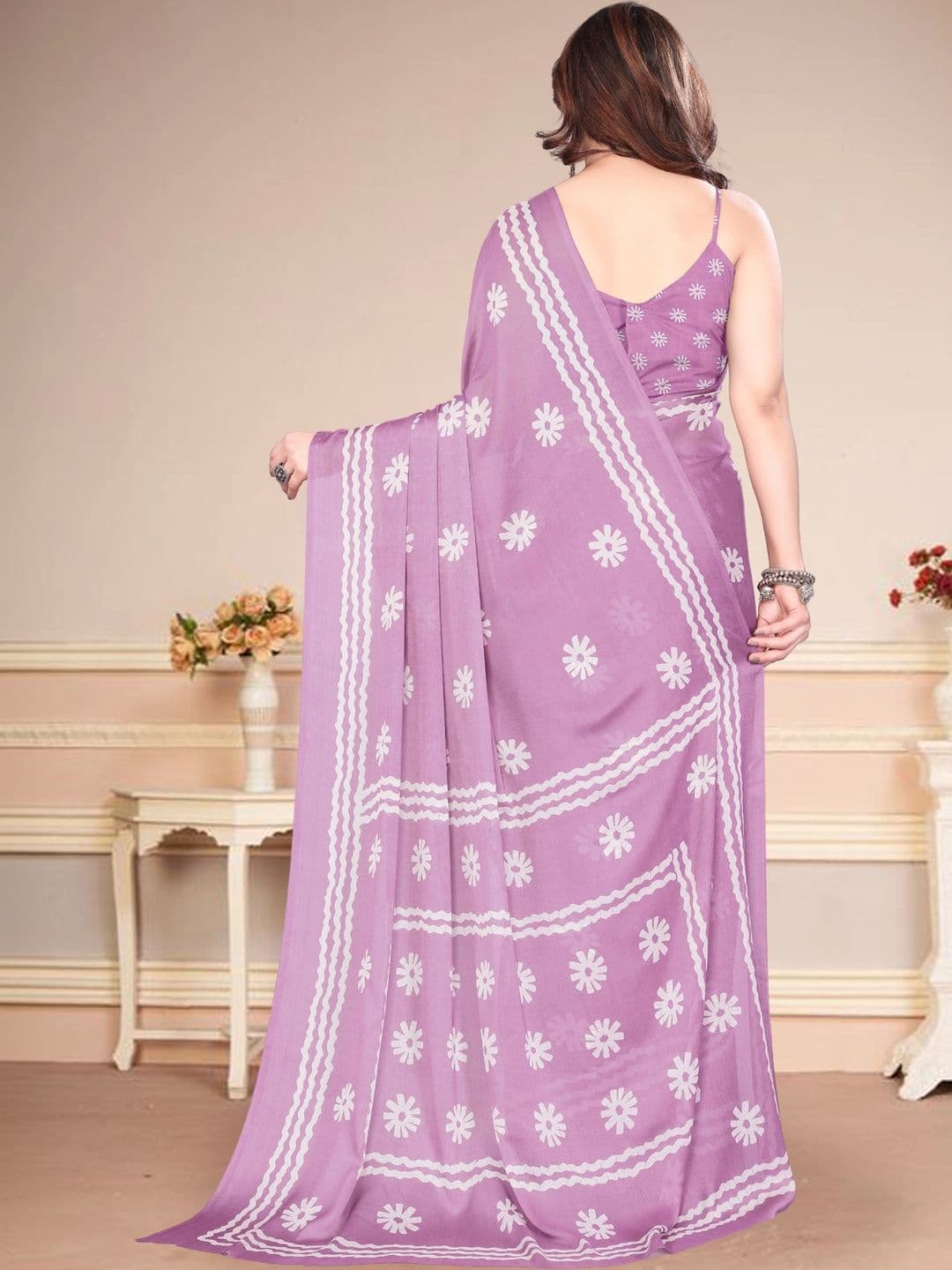 Owee Floral Pure Chiffon Designer Saree thumbnail 2