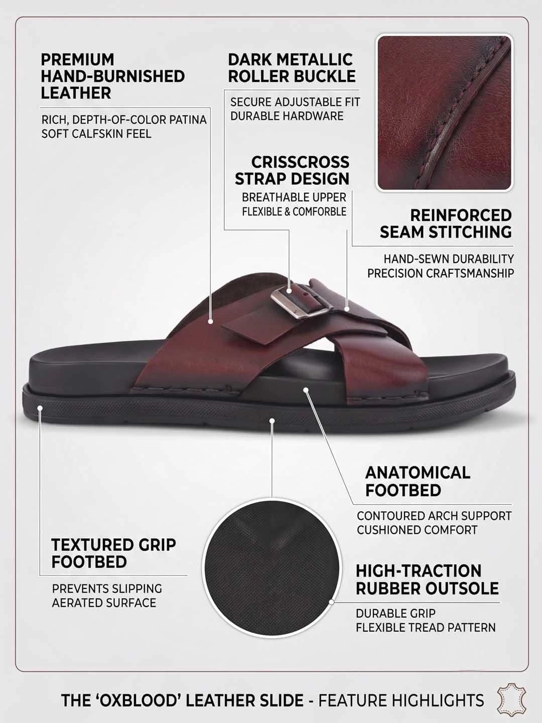 HERE&NOW Men Leather Comfort Sandals thumbnail 4