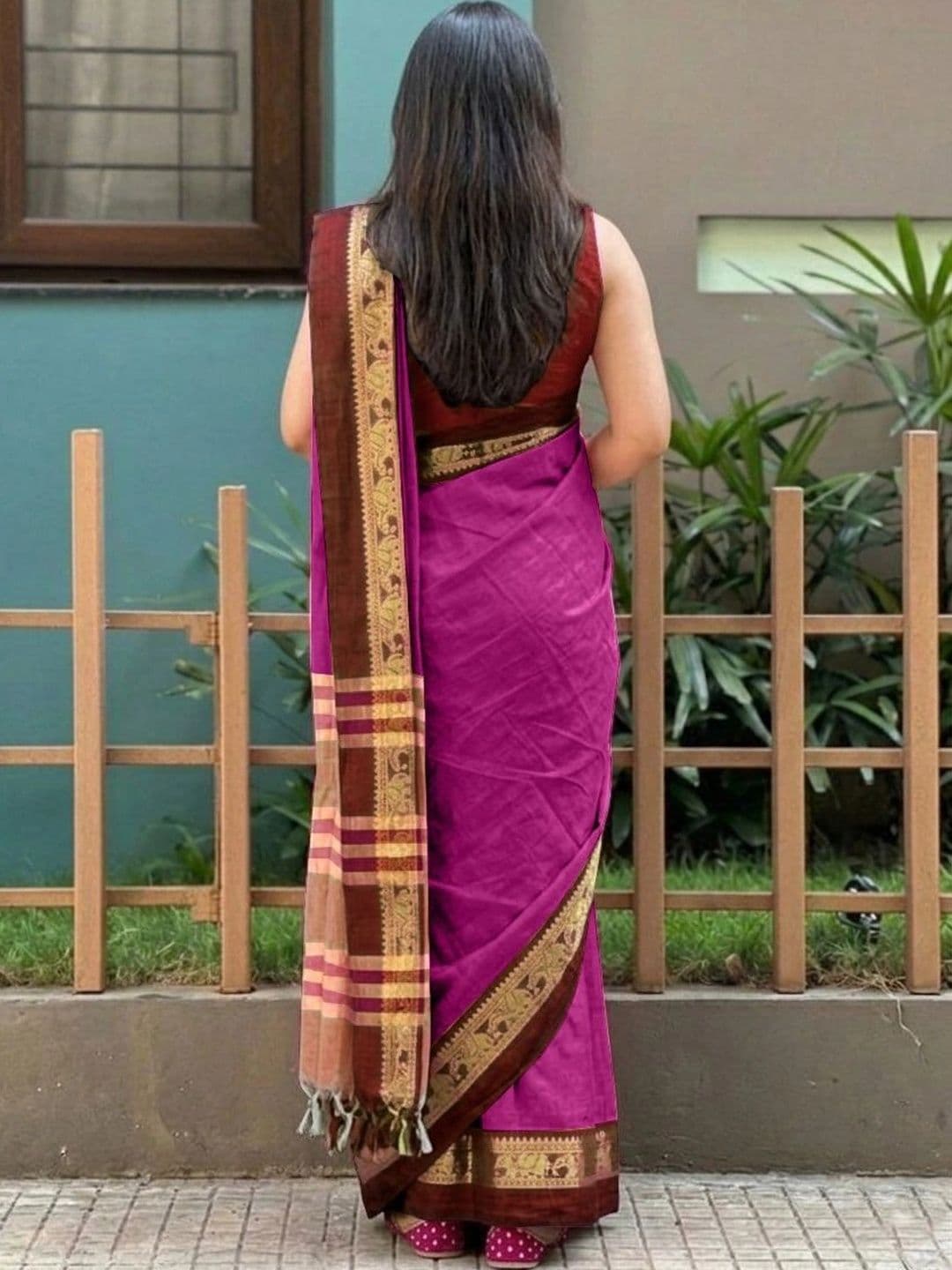 KALINI Woven Design Zari Silk Cotton Designer Gadwal Saree thumbnail 7