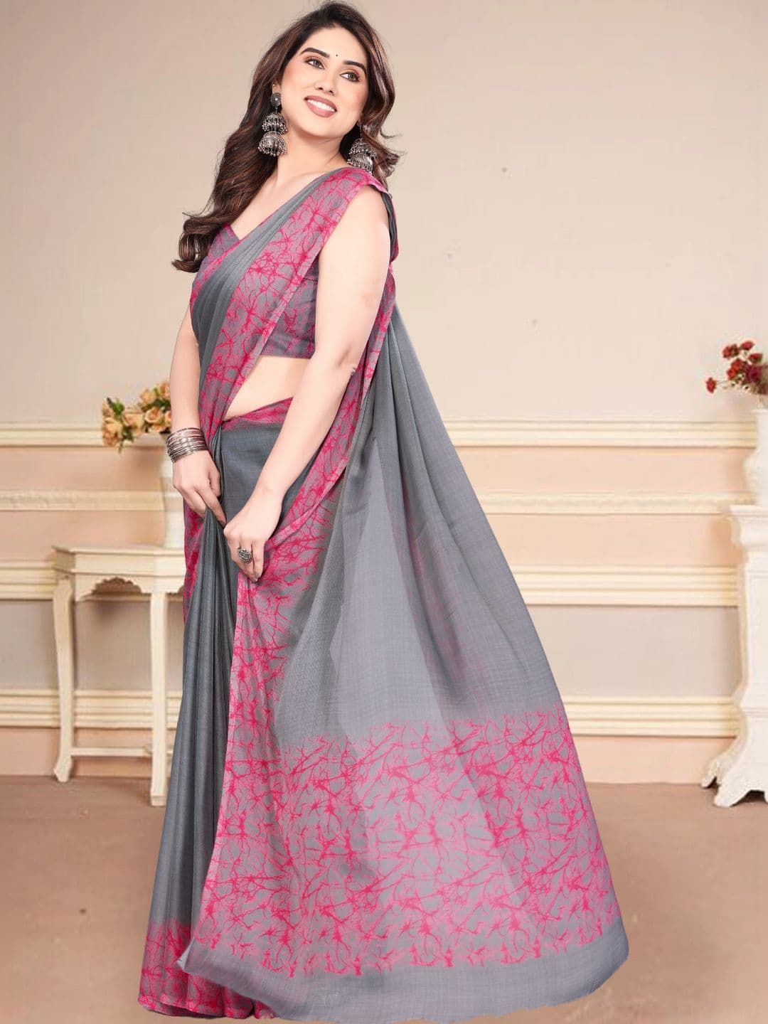 Owee Pure Chiffon Designer Saree thumbnail 4