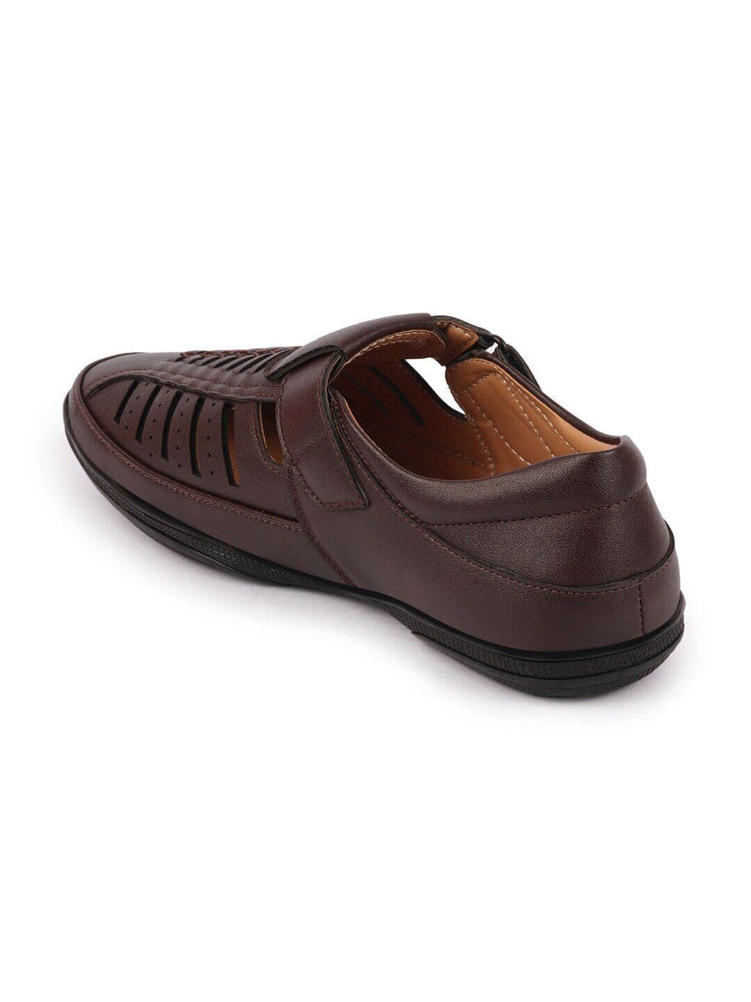FAUSTO Men Brown & Black PU Shoe-Style Sandals thumbnail 3