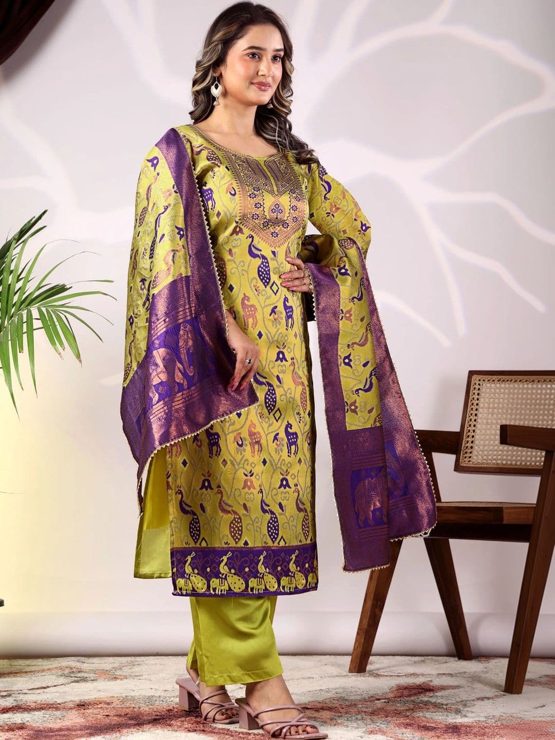 kantuba Art Silk Unstitched Dress Material thumbnail 2